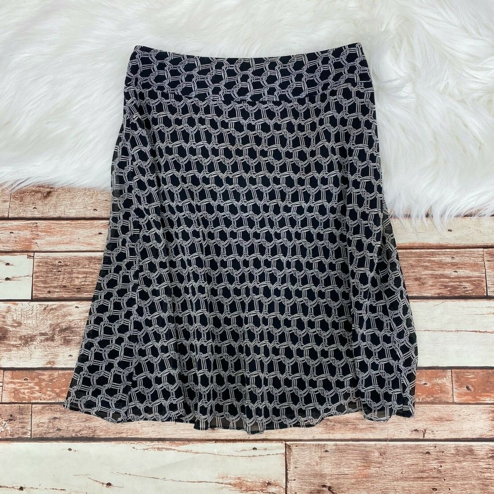 Ann Taylor Geometric Print ALine Flowy Skirt Sz 0P - Picture 1 of 6